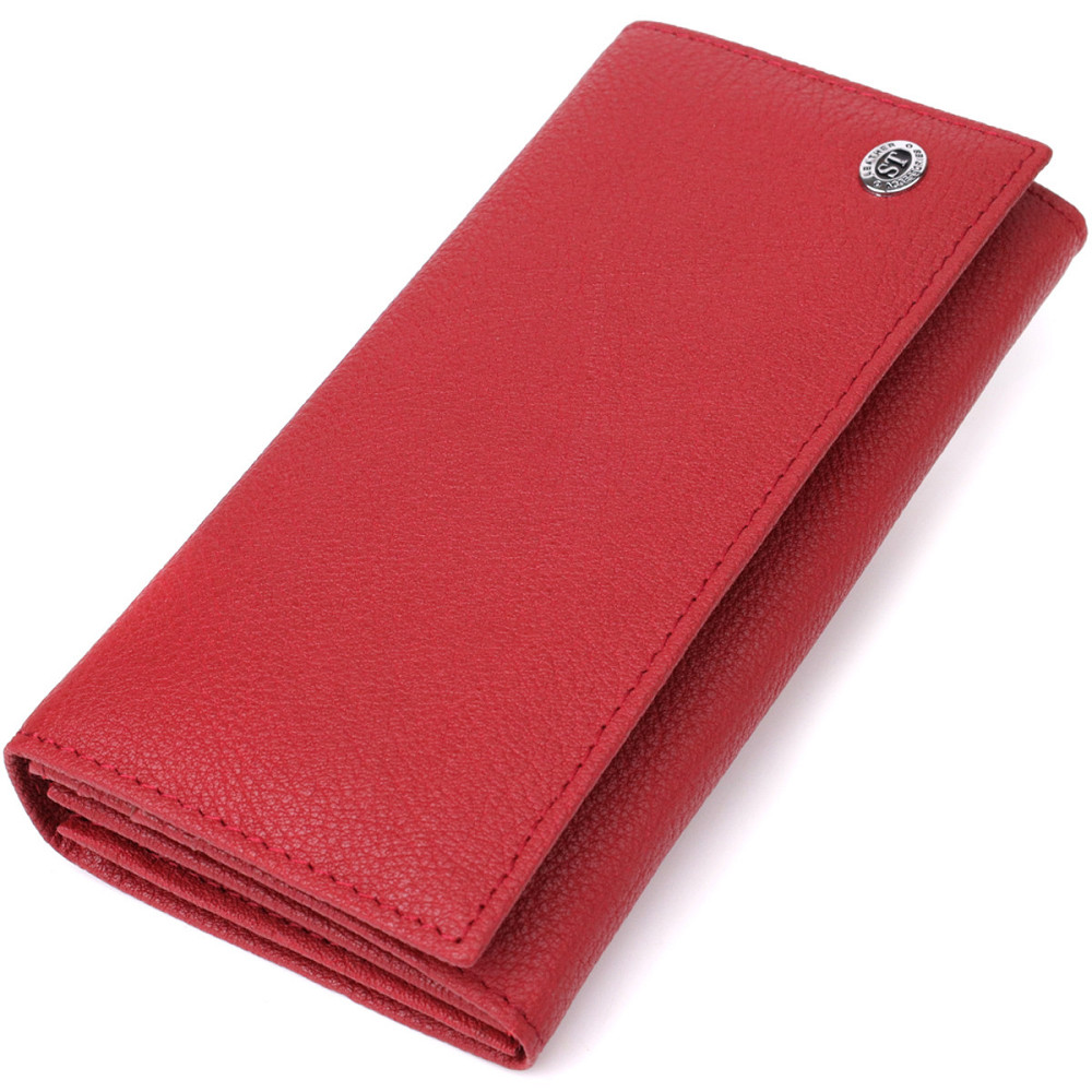 Яскравий вертикальний гаманець із натуральної шкіри ST Leather 23087 Червоний Київ - фото 1