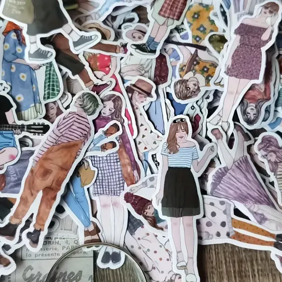 Набор стикеров модные девушки 50 шт – стильные наклейки для скрапбукинга, дневника, ноутбука и телефона Киев