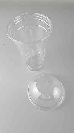 Комплект Стакан РЕТ щільний, прозорий, 500 мл плюс кришка купольна з хрестиком (100 шт.) Харків