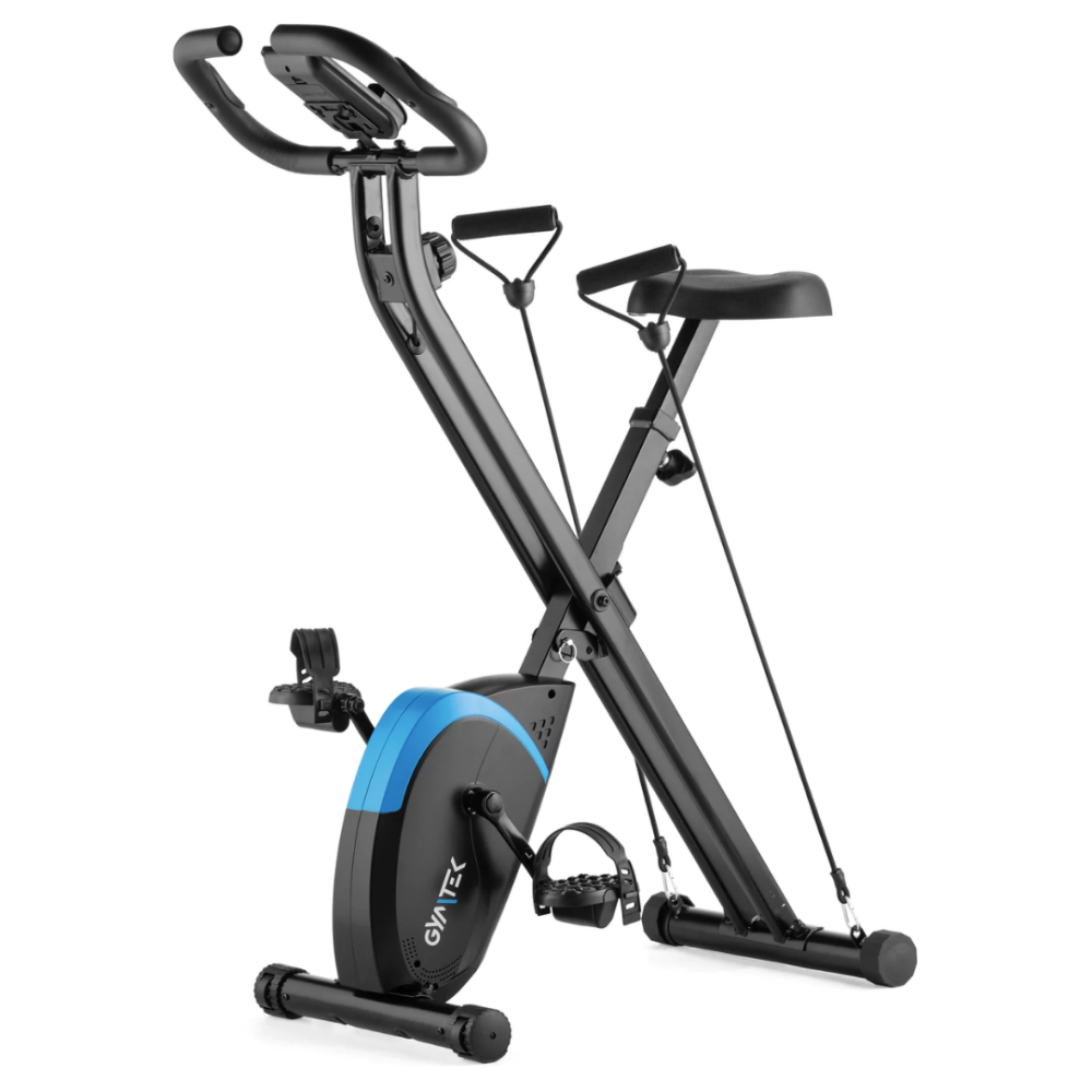Велотренажер Gymtek FX800 магнітний складний з еспандерами синій Киев - изображение 3