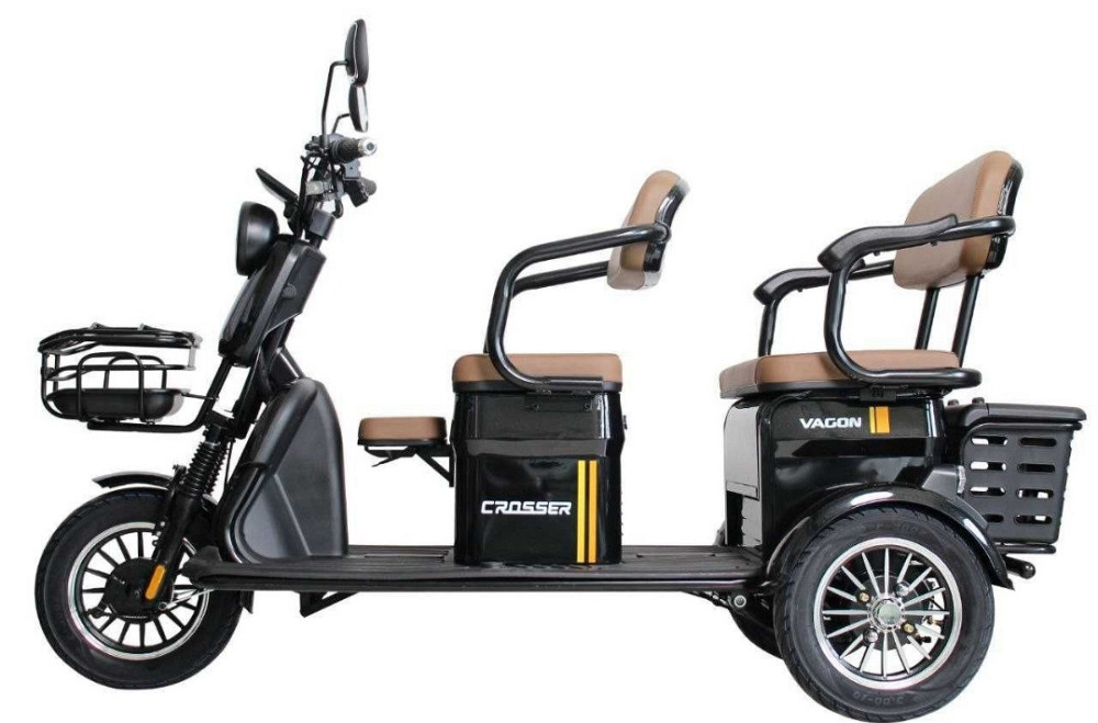 Электротро-трайк 3-местниковый Crosser TR-4 VAGON 1000W, 72V 24Ah - Черный. Харьков - изображение 2