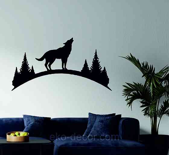 Декоративне настінне Панно «Вовк», Декор на стіну 70*37 см, Чорний Київ