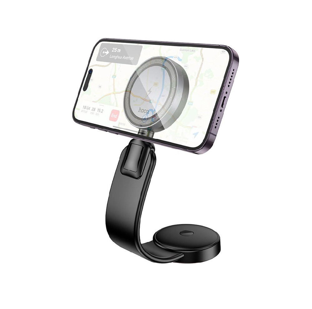 Автотримач для телефона з БЗП HOCO HW29 Totem ring magnetic wireless fast charging car holder (center console) Black Metal Gray Одеса - фото 3