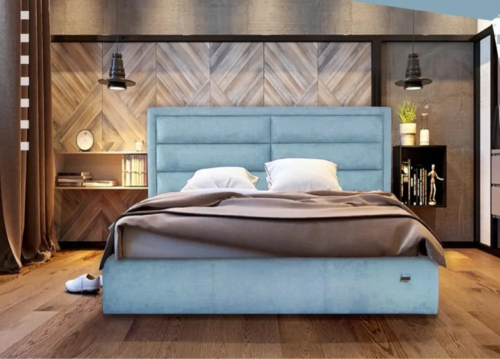 Ліжко Orlando VIP 140 х 200 см Jeans З додатковою металевою цільнозварною рамою Синій Київ - фото 1