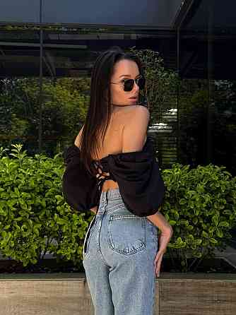 Жіночий романтичний топ у базовому кольорі з котону Чорний Одеса