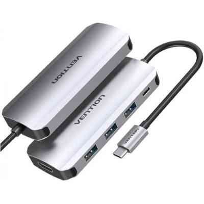 Концентратор Vention USB 3.1 Type-C to HDM/USB 3.0х3//PD 100W 5-in-1 (THFHB) Винница