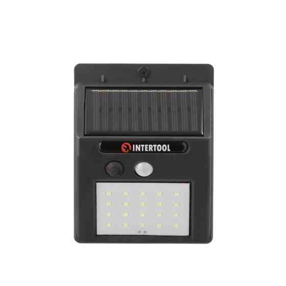 Світильник акумуляторний настінний 20 SMD, вуличний, сонячна панель, датчик руху INTERTOOL LB-0112 Київ