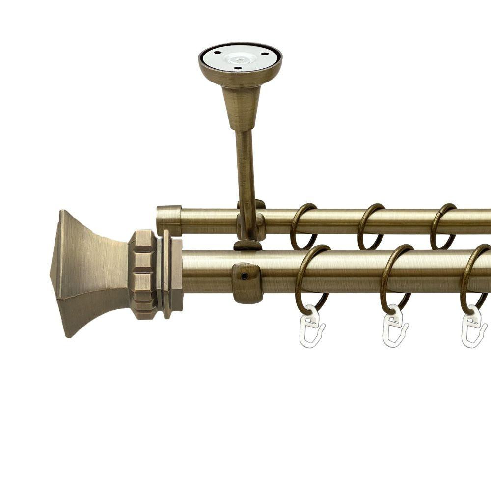 Карниз Orvit Емпорія металевий дворядний відкритий до стелі гладка труба кільце металеве Антик 25\16 мм 160 см (00-00018494) Львів - фото 1