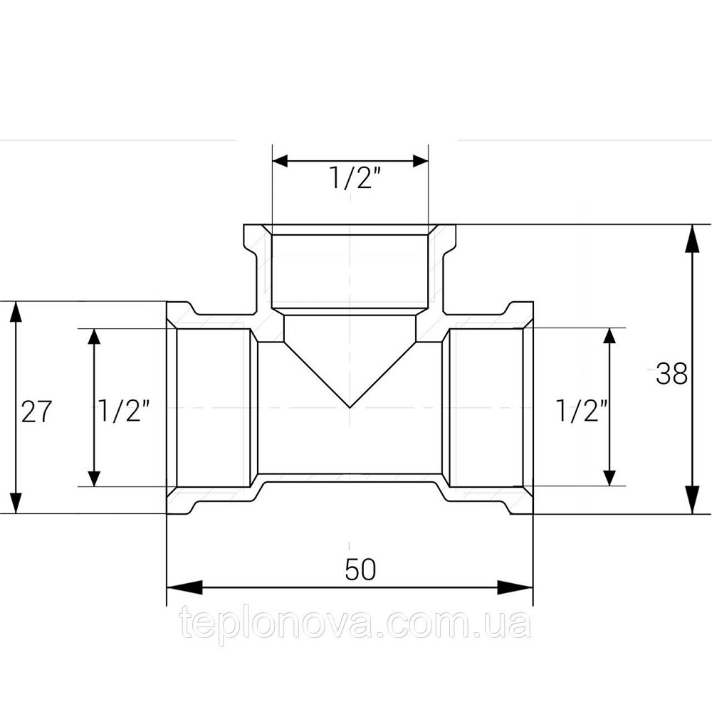 Тройник 1/2″ВВВ никелированный NT331S OPTIMUM Черновцы - изображение 3
