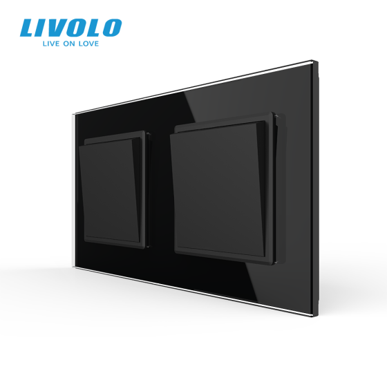 LIVOLO Двоклавішний вимикач (1-1) Livolo чорний скло (VL-C7K1K1-12) Коломия