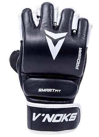 Рукавички для ММА змішаних єдиноборств рукопашного бою чорні натуральна шкіра V`Noks Aria White розмір S/M Київ