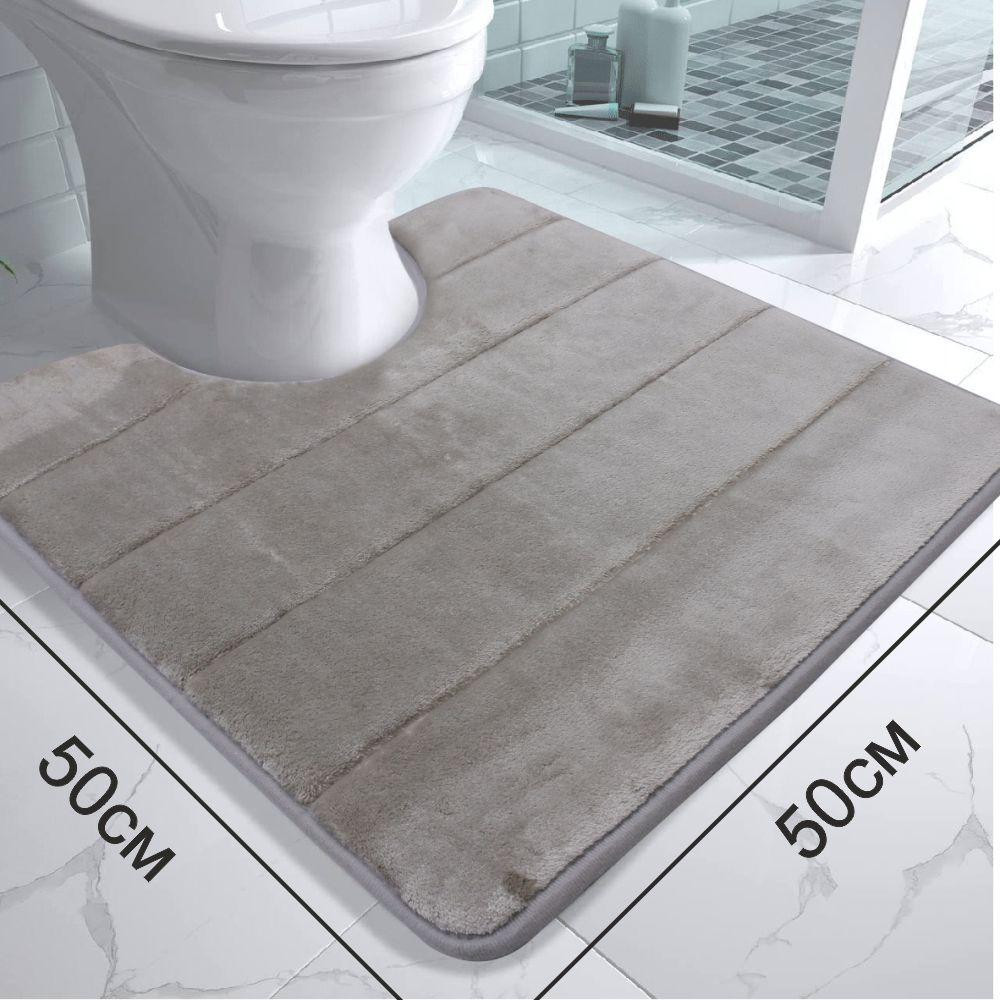 Сучасний килимок для ванної Aquarius з ефектом пам'яті U-подібний контурний 50 х 50 см Темно-Бежевий у смужку Буча - фото 2