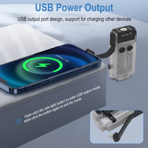 Фонарик брелок наключный Boruit V30 UV EDC 900лм Прозрачный Винница