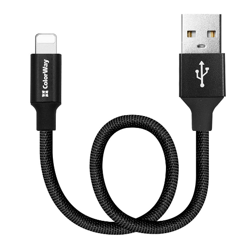 Кабель USB Lightning ColorWay CW-CBUL048-BK 2,4A 0,25м чорний Житомир