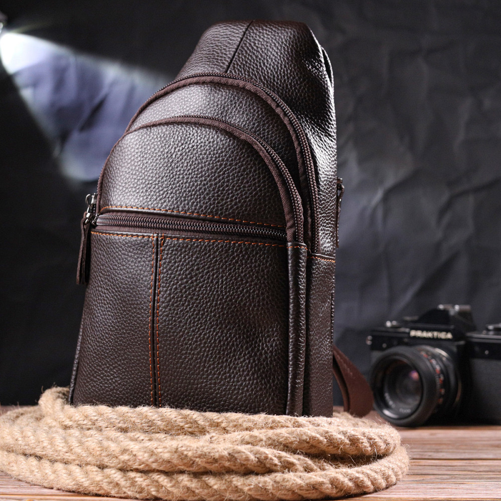 Удобная мужская сумка через плечо из натуральной кожи 21308 Vintage Коричневая Киев - изображение 8