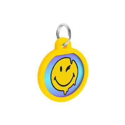 Адресник для тварин WAUDOG Smart ID з QR паспортом "Смайли на блакитному", коло 25 мм (225-0182) Вінниця