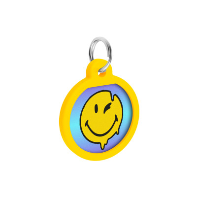 Адресник для тварин WAUDOG Smart ID з QR паспортом "Смайли на блакитному", коло 25 мм (225-0182) Вінниця - фото 4