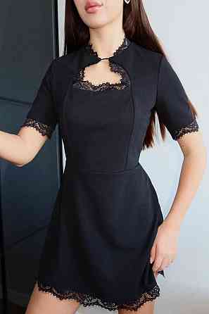 Женское романтическое мини платье креп дайвинг + кружево Одесса