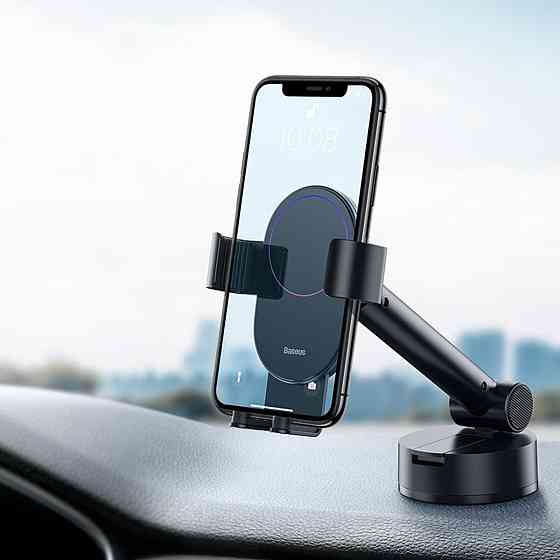 Автотримач для телефона Baseus Simplism gravity car mount holder with suction base Black Ковель