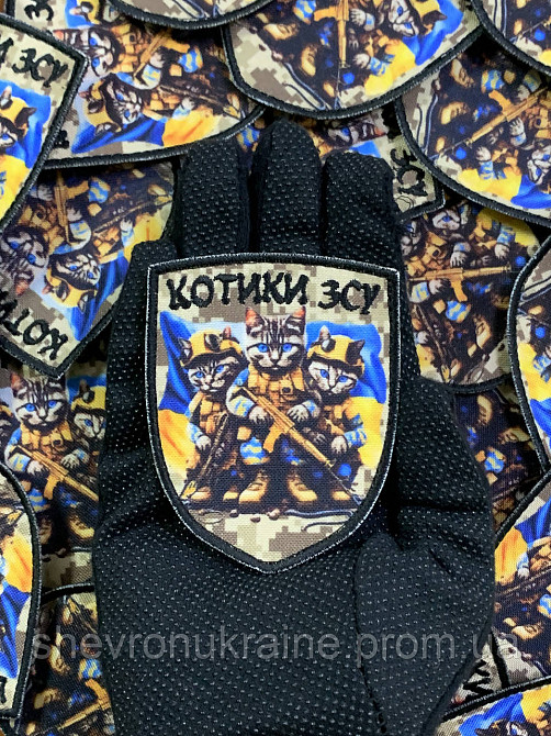 Печатный шеврон КОТИКИ ВСУ (Форма щит. На липучке) Размер 9x7см Киев - изображение 6