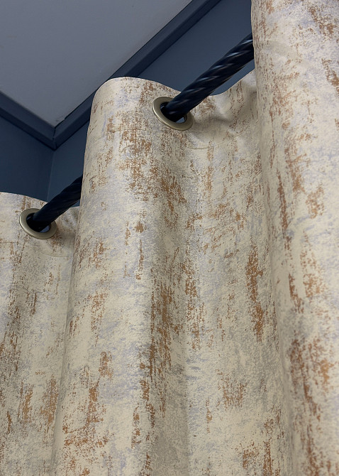 Комплект штор на люверсах VR-Textil Бархат Афина № 1538ш Молочный с терракотовым 100х250 см 2 шт (37-0156) Киев - изображение 8