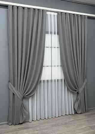 Комплект готових штор VR-Textil Мікровелюр Petek № 1485ш Сірий 200х290 см 2 шт (32-509) Київ