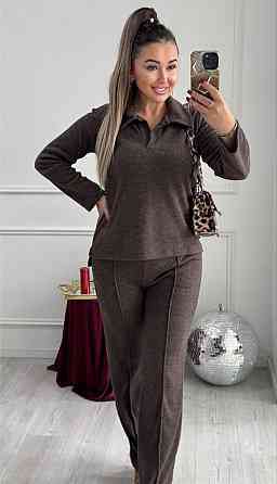 Жіночий базовий в'язаний костюм-двійка з ангори Шоколадний, 42/44 Одеса