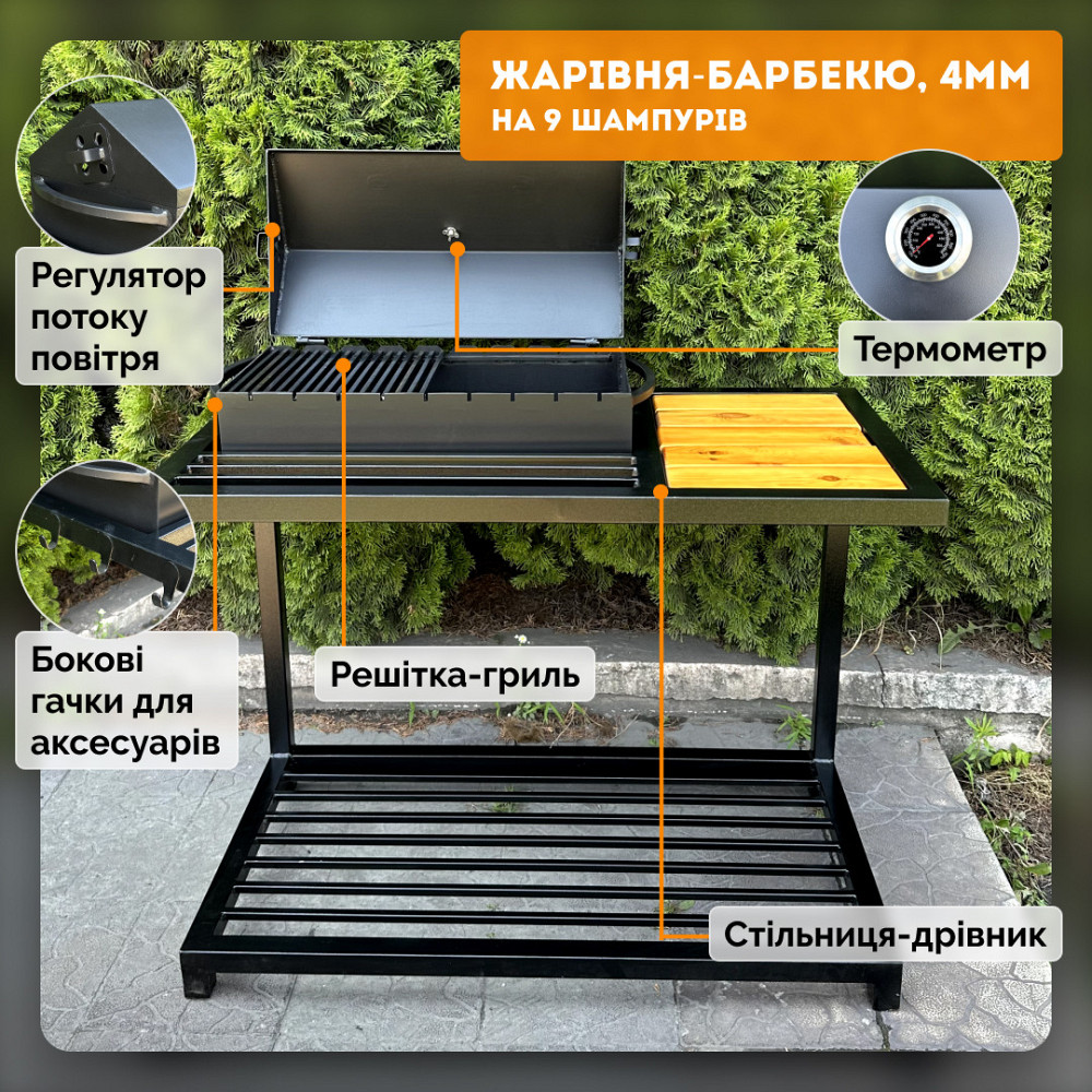 Мангал-барбекю Mzavod Локи на 9 шампуров 4мм в стиле LOFT Киев - изображение 8