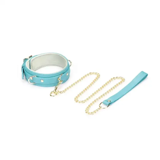 Ошейник с поводком Liebe Seele Blue Lamb Leather Collar with Velvet Lining Львов