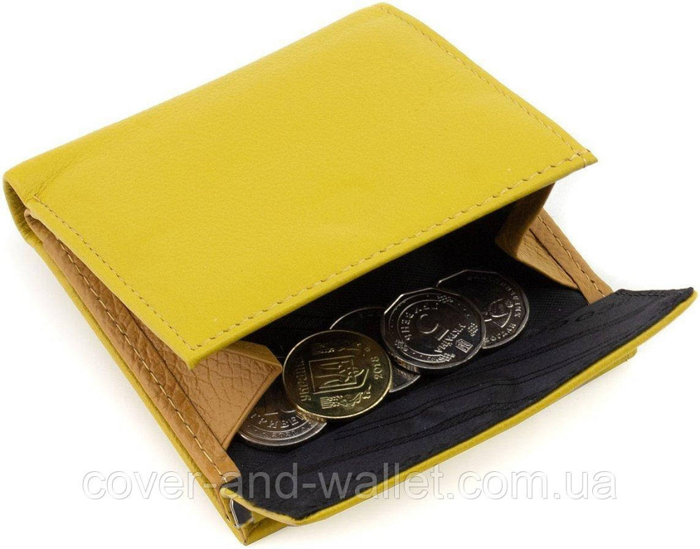 Желтый женский кошелек маленького размера из натуральной кожи Marco Coverna Киев - изображение 4