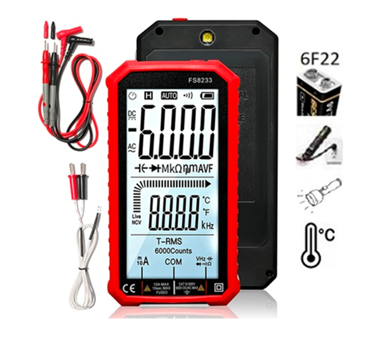 Тестер цифровой автоматический FS8233 6000бит мультиметр + термопара и фонарик 2хААА Винница - изображение 3