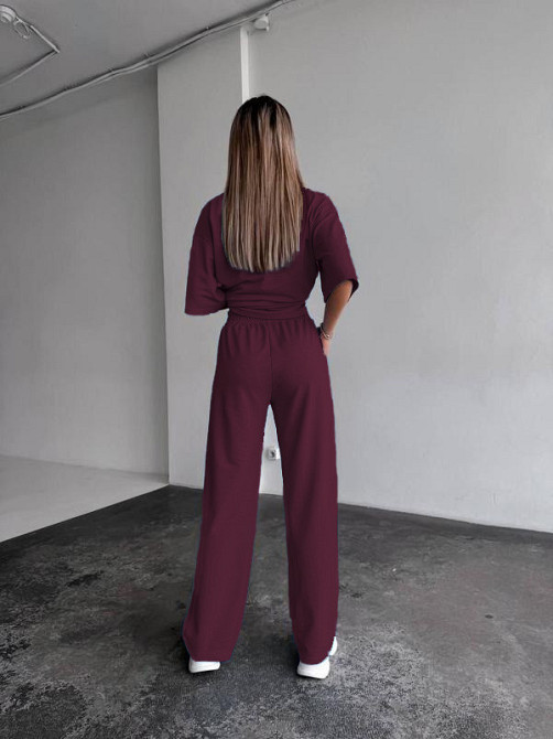 Жіночий повсякденний костюм футболка зі штанами Бордовий 42/44 Харків - фото 2