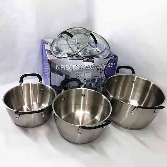 Каструля з нержавіючої сталі, Набір каструль вищої якості, Набір антипригарних каструль з кришкою SM-62 Івано-Франківськ