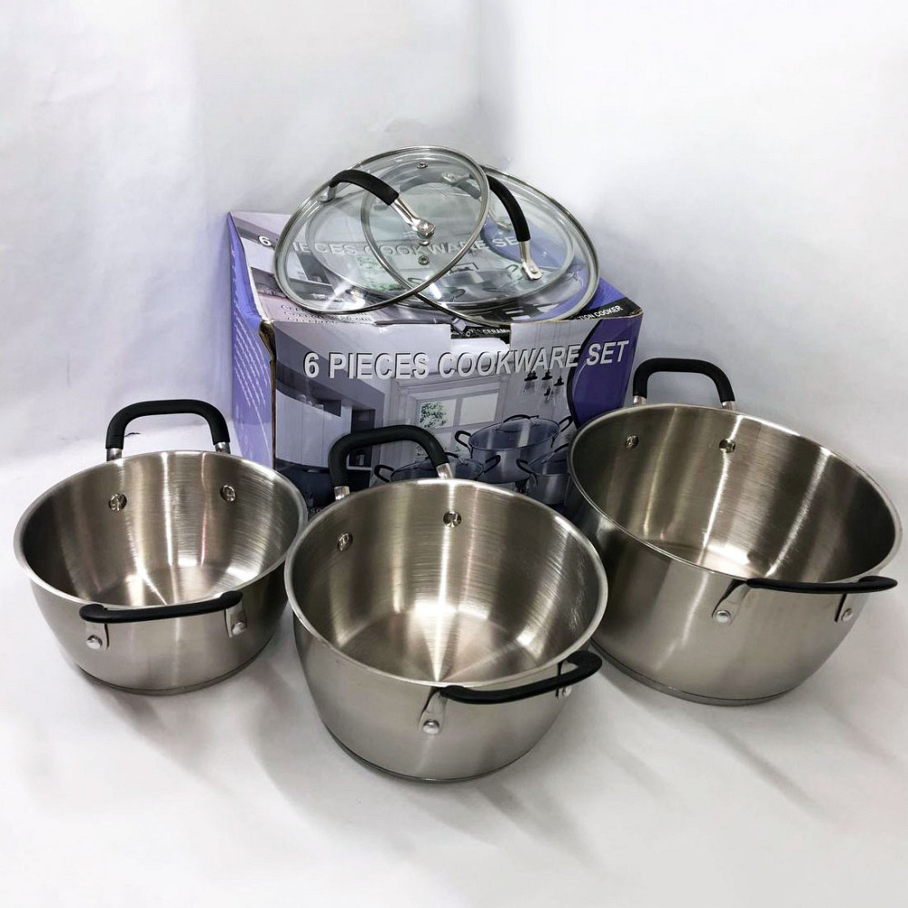 Каструля з нержавіючої сталі, Набір каструль вищої якості, Набір антипригарних каструль з кришкою SM-62 Івано-Франківськ - фото 2