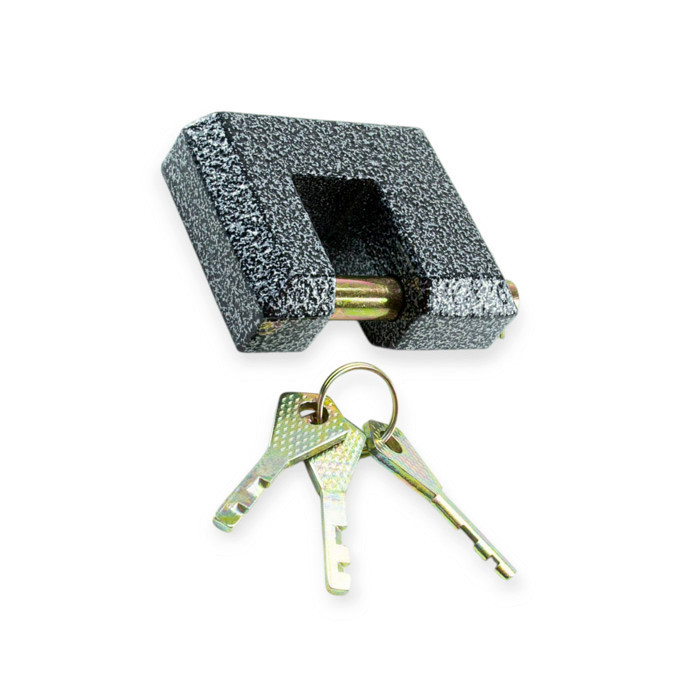 Замок навісний "засув" 56 мм, фінський ключ 3 шт, П-подібний чорний Мукачево - фото 1