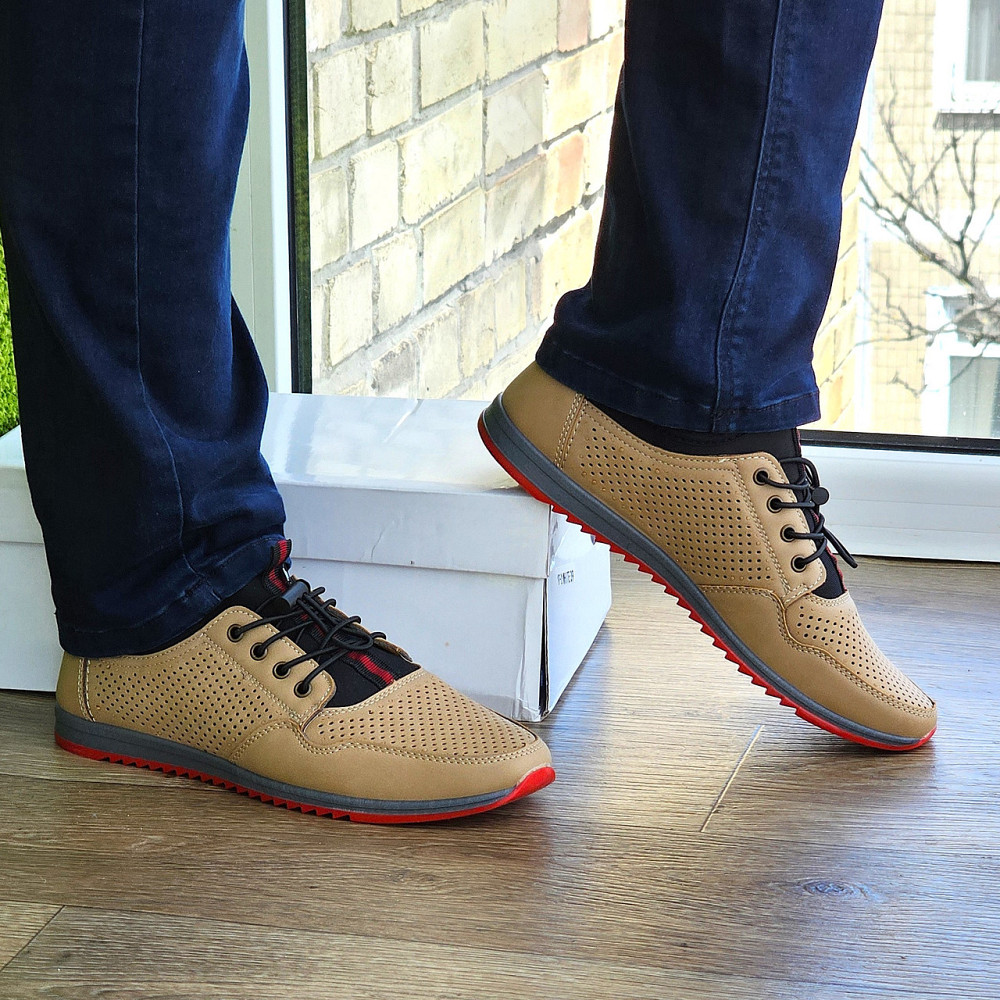 Чоловічі мокасини Літні Бежеві Туфлі Сіточка Коричневі Світлі (розміри: 40,41,42,43,44,45) - 218-3 Дніпро - фото 10