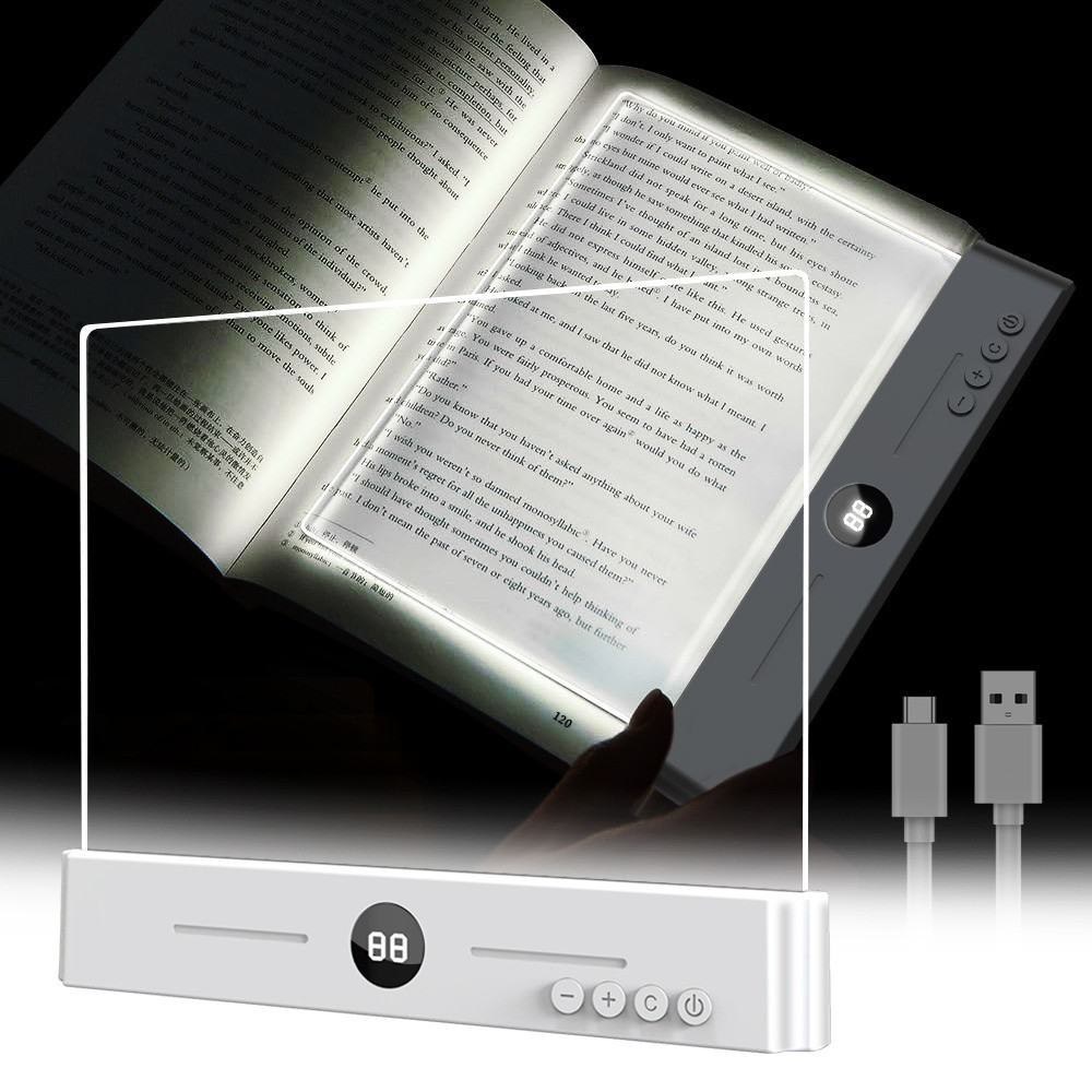 Лампа-нічник для читання книг світлова панель світильник для сторінок, світлодіодний з регулюванням яскравості, таймером, білий Кам'янець-Подільський - фото 1