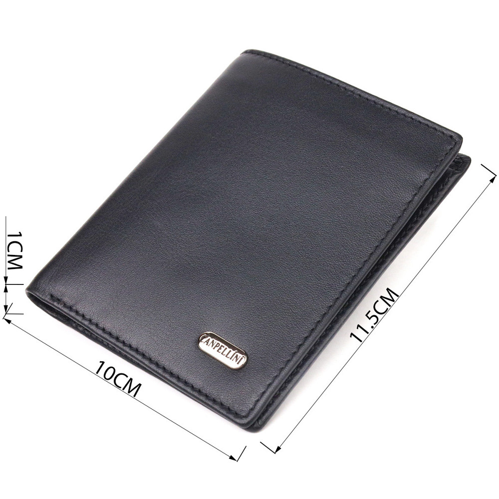 Мужское портмоне из натуральной гладкой кожи Черное (CANPELLINI) Киев - изображение 7