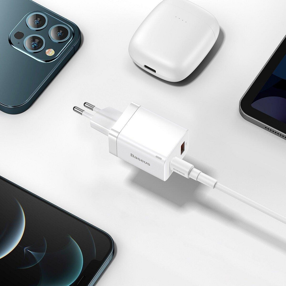 Мережевий зарядний пристрій Baseus Super Si Pro Quick Charger C+U 30W EU, колір білий CCSUPP-E02 Одеса - фото 7