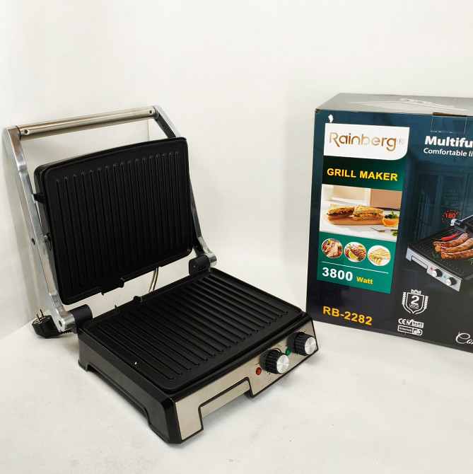 Мультипекар гриль Rainberg, Потужна електрична бутербродниця, Гриль з притисканням для кухні DF-41 Львів - фото 9