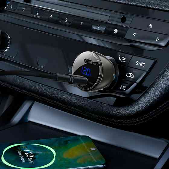 Автомобільний зарядний пристрій ACEFAST B10 metal car charger 60W (USB-C + USB-C) with digital display Black Киев