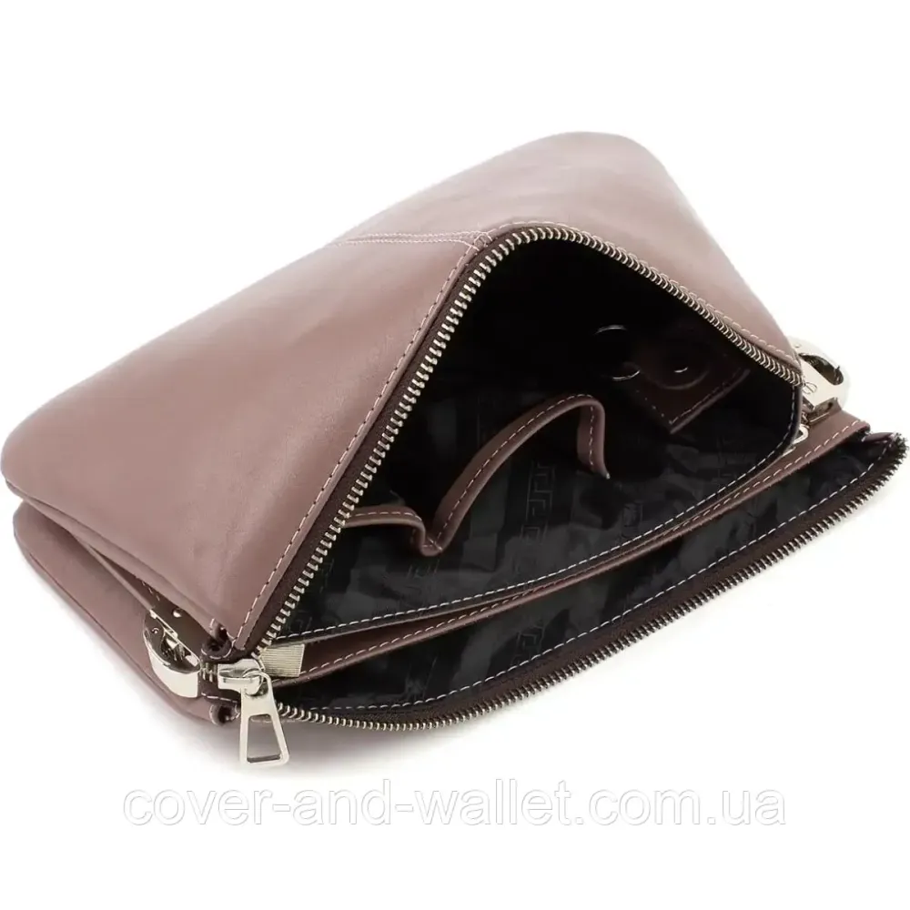 Красивий пудровий жіночий клатч із натуральної гладкої шкіри Grande Pelle 70566501 Київ - фото 7