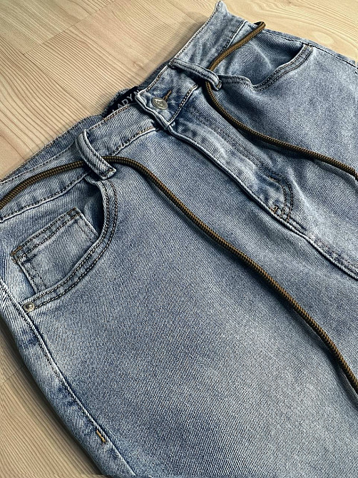 Спідниця жіноча джинсова Ladyn 802 з розрізом середня довжина пояс блакитна, блакитний, З6, 36, 100 см, 116 см Київ - фото 18