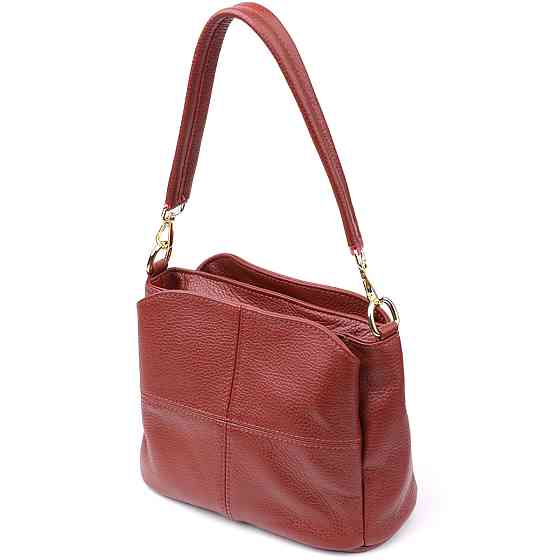 Яскрава жіноча шкіряна сумка з трьома секціями Vintage 22981 Червоний Київ