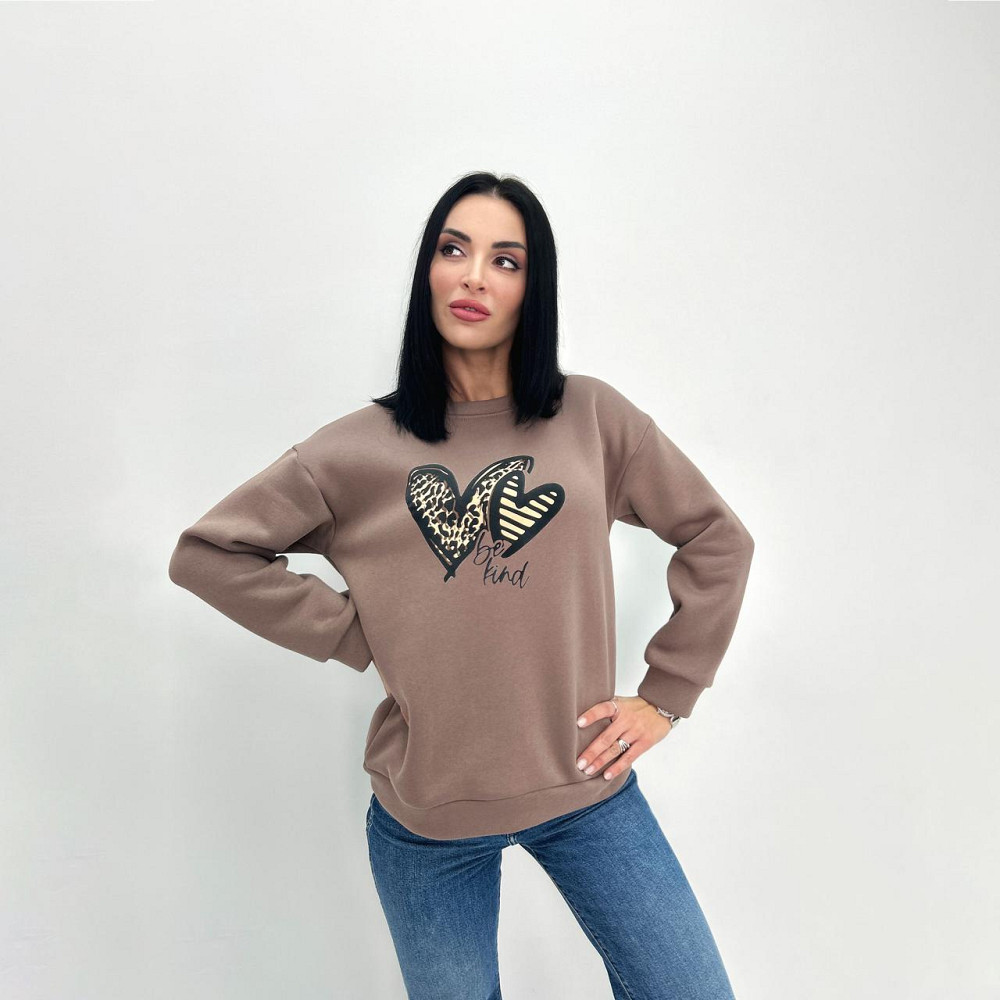 Базовий жіночий світшот "Be kind" Турція оптом | Норма і батал Київ - фото 6