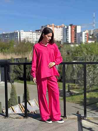 Костюм жіночий літній льон Малиновий 46/48 Харків