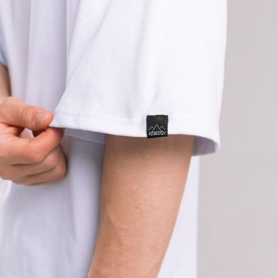 Однотонна біла футболка для чоловіків. Чоловіча біла футболка оверсайз Pobedov Nude Київ