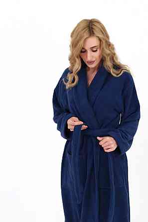 Жіночий халат Ideal Textile банний махровий Темно-синій (56860466) Чернівці