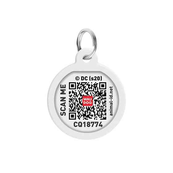 Адресник для собак і котів металевий WAUDOG Smart ID з QR-паспортом, малюнок "Диво-жінка 2", коло, Д 25 Вінниця