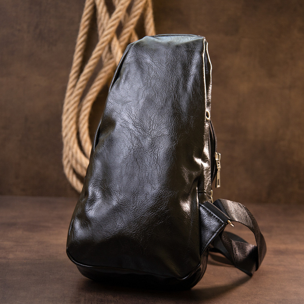 Сумка через плечо на два отделения кожзам Vintage 20559 Черная Киев - изображение 7